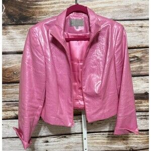 Vintage Earl Rutenberg Collection Cropped Pink Jacket Coated Linen Medium